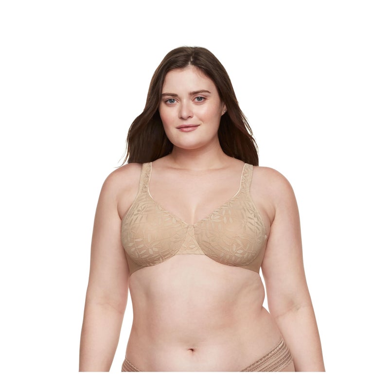 Olga Women's Sheer Leaves Minimizer Bra, French Toast, 40D - Image 1